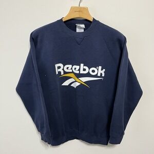 Vtg Reebok Crewneck Sweatshirt Blue Size L Logo Spellout Bryson Dechambeau Golf